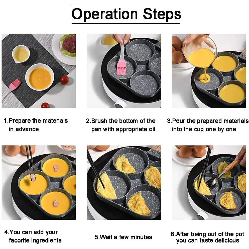 UPORS 4 Hole Frying Pan Non Stick