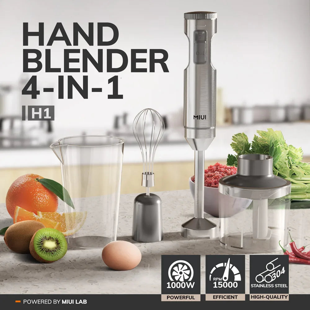 Hand Immersion Blender 1000W Powerful 4-in-1,Stainless Steel Stick Food Mixer